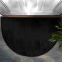 Black Half Round Door Mat Indoor Entrance Mat Absorbent Doormats Area Rugs Non-Slip Semi Circle Floor Mats for Home Kitchen 16x24 Inch