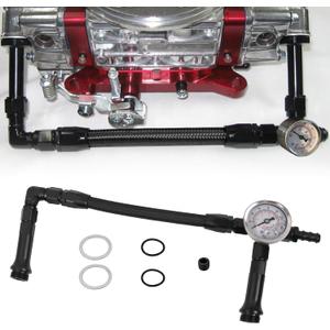 RYANSTAR RACING AN6 Dual-Feed Double Pump Braided Fuel Line with 0-150Psi Vacuum Pressure Gauge Compatible with Holley 4150 Carburetor