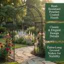 Plow & Hearth Metal Garden Arch Trellis Arbor Tree of Life Panels, 7 feet Freestanding Outdoor Arch Trellis for Climbing Plants, Pathway Entry and Wedding Garden Decor