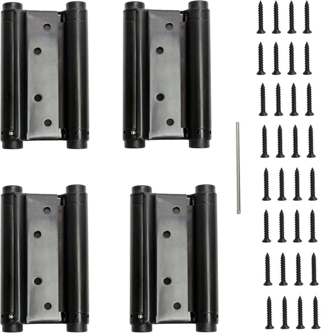 5inch Double Action Spring Hinges, Self Closing Door Hinges for Cafe Saloon Pub Swinging Doors, 201 Stainless Steel, Including Pins and Screws, 4Pack