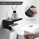 TURS Bathroom Hardware Set Black 4-Piece Towel Bar Set Include 24 Inch Towel Bar Hand Towel Holder Towel Hook Toilet Paper Holder with Shelf Wall Mounted Stainless Steel Bathroom Accessories Set