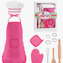 Gifts for 2-8 Year Old Girls Boys,Chef Costume Set Kids Apron for Girls Toddler Birthday Xmas Gifts for Kids Stocking Stuffer