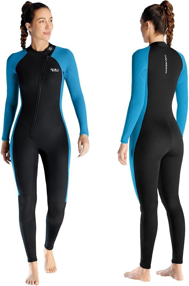 Skyone Wetsuits for Men Women, 3MM Neoprene Wetsuit Full Body Wet Suit in Cold Water, Scuba Diving Suit Long Sleeves Front Zip Warm Swimsuit for Swimming Surfing Snorkeling (Small)