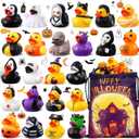 24 Pcs Halloween Rubber Ducks in Bulk with Bag, Halloween Goodie Bags Fillers Stuffers, Ducks for Jeeps Bath Toys, Halloween Party Favors Supplies, Birthday Gifts Classroom Prizes for Kids
