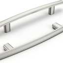 homdiy 20 Pack Brushed Nickel Cabinet Handles Kitchen Cabinet Pulls - 4" Hole Centers Arch Drawer Pulls for Cupboard Solid Modern Dresser Handles, Zinc Alloy (4in hole centers, Brushed Satin Nickel)