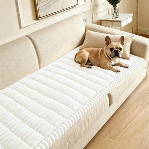 Couch Cover for Dogs Washable,Non Slip Fuzzy Durable Couch Covers for 3 Cushion Sofa Pet Friendly Sofa Cover Dog Thick Soft Slipcovers Protector Couches Mat Bed (White, 27.6" x 59"/70 x 150cm)