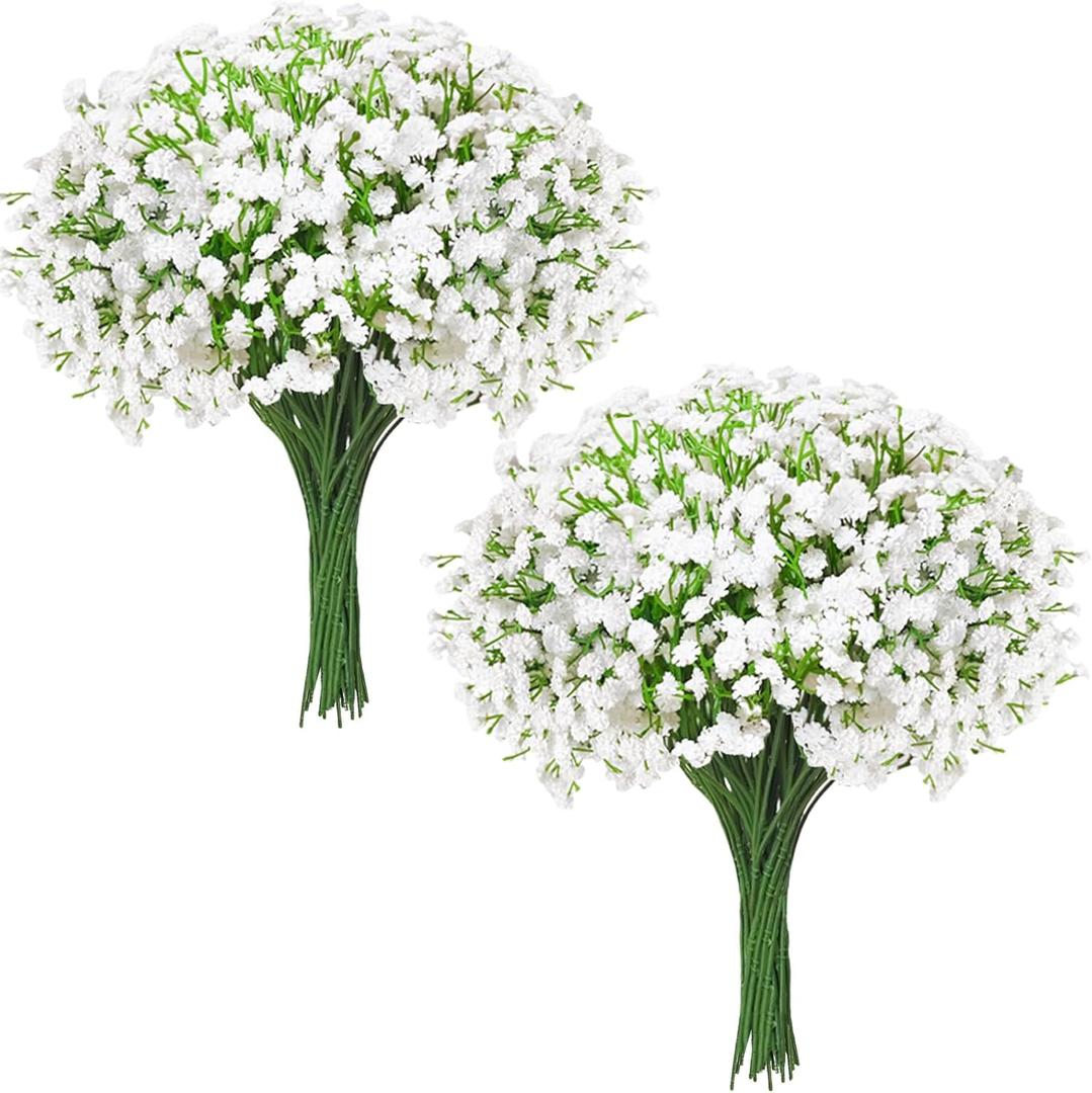 40 Pcs Real Touch Baby's Breath Artificial Flowers, White Fake Flowers Baby Breath Flowers Artificial Bulk with Stems Decorations for Vase Wedding Party Garden Home Decor Centerpiece Arrangements