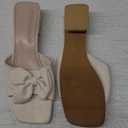 Women's Bow Tie Chunky Heel Sandals Fashion Cute Open Square Toe Slip On Low Block Heel Slide Sandals Summer Wedding Dress Shoes Pumps Tan Size 41