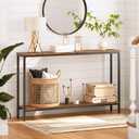 HOOBRO Console Table, 47.2" Narrow Entryway Table, Sofa Table with Shelf, Entrance Table for Living Room, Hallway, Foyer, Corridor, Office, Metal Frame, Rustic Brown and Black BF20XG01G1