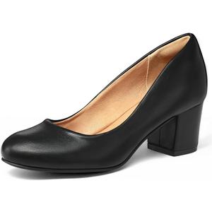 mysoft Women's Pumps Low Chunky Block Heel Round Toe Comfortable Dress Shoes (7.5)