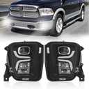 LED Fog Lights Compatible with 2013-2018 Dodge Ram 1500 Pickup With Daytime Running Light And Turn Signal- Section B 1 Pair Of Fog Lamps