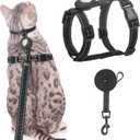 SCENEREAL Cat Harness and Leash Set Escape Proof with Airtag Holder, Reflective Pet Harnesses for Walking, Adjustable Kitty Vest Soft Harness Outdoor Indoor, Cute Travel Boys Girls Small Large Cats (Black)