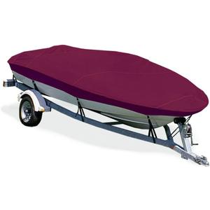 TAYLOR MADE PRODUCTS Trailerite Semi-Custom Boat Cover for V-Hull Fishing Boats with Outboard Motor (11'5" - 12'4" Center-Line Length x 66" Beam Width, Cranberry)
