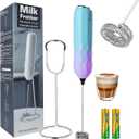 SUPRUS Ultra Fast Handheld Milk Frother Double Whisk with Stand 2 Batteries Stainless Steel for Lattes Cappuccino Matcha Hot Chocolate Coffee Bar Accessories Kitchen Gadgets Gift