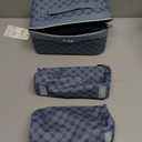 BOYATU Travel Makeup Bag Cosmetic Bags for Women: 3 Pcs Set Large Capacity Make up Bag with Handle - Vegan Leather Toiletry Bags with Compartments - Makeup Organizer for Travel Essentials(A-4-Blue)