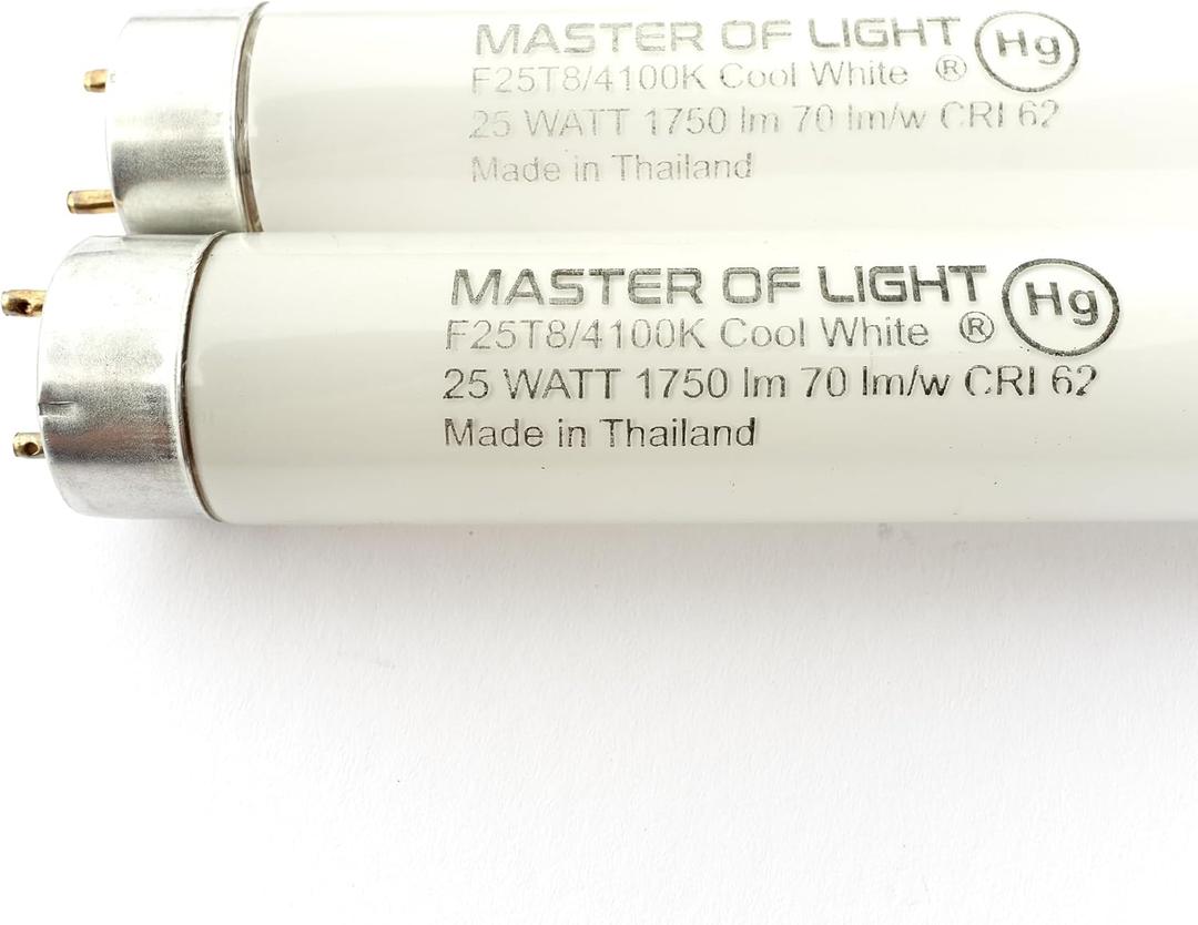 F25T8/CW (2 Pack) 25 Watt T8 Fluorescent Tube Light Bulb 36 Inch 4100K Replaces F25T8/841/HE, F25T8/TL841, F25T8/841, F25T8/TL741/PLUS/ALTO, F25T8/SP41/ECO, FO25/841/XP/ECO, F025/841/ECO