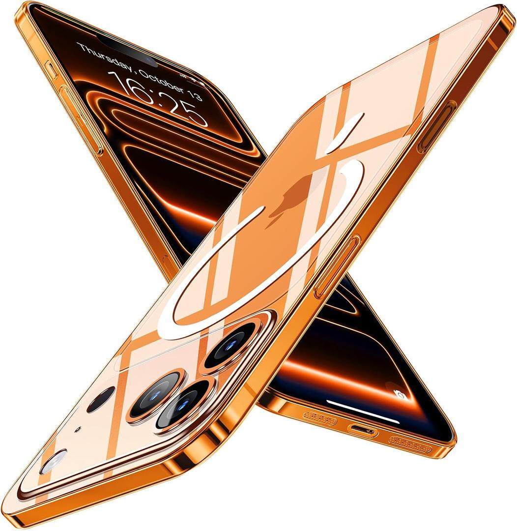 Magnetic Slim Designed for iPhone 17 Pro Max Case[Compatible with MagSafe],Thin Finish Skin Hard Back Case [Non Yellowing] Ultra Protective Fit Cover with Camera Protection 6.9 Inch (Clear)