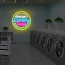 Laundry Lounge Open Neon Sign for Laundromat Storefront Business Decor, 18.9x18.9"