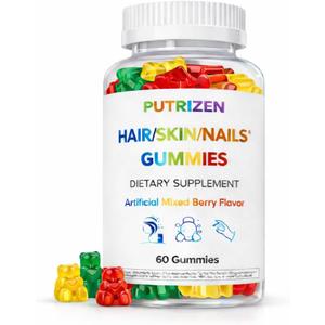 Biotin Gummies for Stress Hair Thinning Help Restore Fuller Hair, Stronger Nails & Glowing Skin for Busy Women, Easy Daily Strawberry Gummies, 60 Count