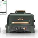 Ninja Woodfire ProConnect Premium XL Outdoor Grill & Smoker, Green & Gold | Ninja Woodfire ProConnect 7-in-1 Grill has 180 sq in of space, and an app-connected thermometer for foolproof BBQ smoking