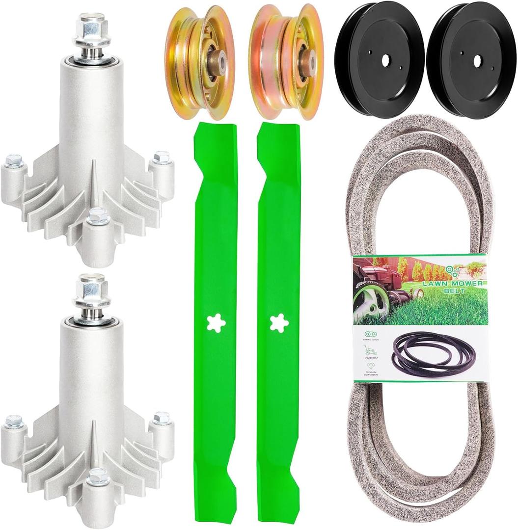 42 inch Mower Deck Rebuild Kit for CRA ftsman Husq Varna LT1000 LT2000 Includes 2 Spindle 130794 2 Blade 127843 2 Idler 153535 1 Idler 173438 1 Idler 173437 1 Be lt 21547082