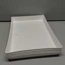 US Acrylic White Plastic Serving Trays (Set of 4) 15 x 10 | Large Unbreakable Reusable Rectangular Party Platters | Serve Appetizers, Fruit, Veggies, & Desserts | BPA-Free & Made in USA