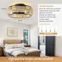 18 Inch Caged Ceiling Fans with Lights and Remote, Boho Flush Mount Fandelier Ceiling Fan with Light, Low Profile Rattan Farmhouse Ceiling Fan 6 Speeds Reversible for Bedroom,Kitchen, Include Bulbs