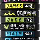 Inkstone (12-pack) Bible Bracelets, Bulk Pack - Bundle of 12 Religious Christian Wristbands for Church and Family - Unisex Silicone Rubber Scripture Bracelets for Christian Men Women Teens