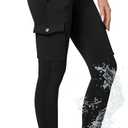 Ewedoos Leggings with Zipper Pockets Water Resistant Compression Leggings Hiking Pants Women Tummy Control UPF50+ (XX-Large, Black Leggings)