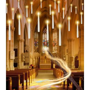 Christmas Decorations - 32pcs Floating Candles with Wand Magic Hanging Candles, Flameless Warm Light Flickering Battery Operated Candles, Floating LED Candle for Halloween Christmas Theme Party