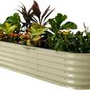 Vego garden Raised Garden Bed Kits, 17" Tall 9 in 1 8ft X 2ft Metal Raised Planter Bed for Vegetables Flowers Ground Planter Box-Pearl White