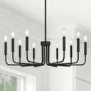 Yunnix 10 Light Black Chandelier, 33" Extra Large Modern Farmhouse Chandelier - Matte Black Hanging Light Fixture Industrial Dining Room Light for Kitchen Island, Living Room, Hall, Foyer