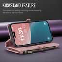 Defencase Compatible with iPhone SE 2020 2022 Case Wallet with RFID Blocking Card Holder for Women Men, PU Leather Magnetic Snap Flip Zipper Strap Wallet Phone Case Fit for iPhone SE/7/8, Rose Pink