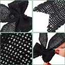 Syhood 30 Pcs Burlap Bows Christmas Knot Handmade Ribbon Natural Rustic Burlap Bows Wreath Decorative Bowknot Ornaments for Christmas Tree Home Decoration Festival Party Supplies(Black)