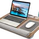 HUANUO Lap Desk - Fits up to 17 inches Laptop Desk, Built in Mouse Pad & Wrist Pad for Notebook, Laptop, Tablet, Lap Stand with Tablet, Pen & Phone Holder, Brown Woodgrain