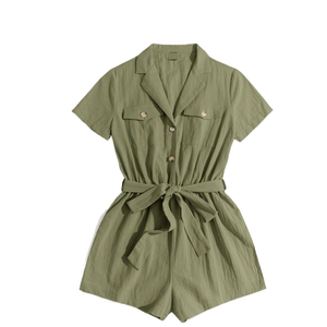 Women's 2025 Summer Casual Mini Short Rompers Shirt Romper, XL