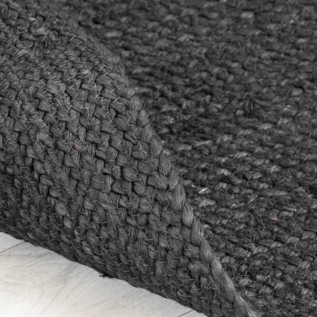HOMEMONDE Handcrafted Woven Jute Runner Rug - Rustic Vintage Braided Reversible Area Rug - Farmhouse Indoor Floor Rug - Eco Friendly Rug for Kitchen/Hallway/Living Room/Bedroom (Black, 2'x6')