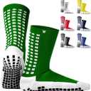 Lux Dual Grip Socks - Soccer Grip Socks for Men and Women. GripArray Performance & Comfort (Large, Green)
