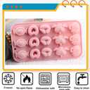 15 Cavity Valentine Silicone Mold Love Heart Candy Molds for Chocolate Cupcake Topper Decorating