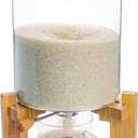 Rice Dispenser, Rice Storage Container, Flour and Cereal Container for Kitchen Organization and Pantry Store, Glass Cereal dispenser with Airtight Lid and Wooden Stand 5L
