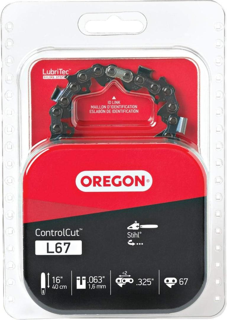 Oregon Chainsaw Chain for 16" Bar, .325" Pitch, .063" Gauge, 67 Drive Links