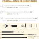 Black Tension Curtain Rod 41-166In, Extra Long Outdoor Curtain Rod