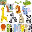 BONNYCO 3D Puzzles for Kids Toys Jungle Animals Pack 8. 3D Puzzle Jigsaw 6-8 9-13, Educational Girl and Boy Toys. Gifts for Kids Activity, Birthday Gifts for Boys. Rompecabezas 3-D Foam, Christmas