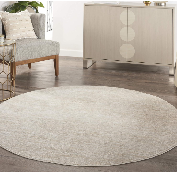 Nourison Home Nourison Essentials Ivory Beige 6' x Round Area Rug - Easy Clean, Non Shedding, Bed Room, Living Room, Dining Room, Kitchen (6' x Round) 