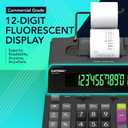 CATIGA 12 Digit Thermal Printing Calculator with Tape Print Out, Ink-Free Adding Machine, 5X Faster Quite at 8.0 LPS, Extra Large Fluorescent Display, Tax Calculation with Clock and Calendar, SP-2401