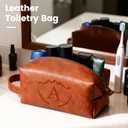Toiletry Bag for Men,Personalized PU Leather Waterproof Travel Essentials,Mens Shaving Bags for Toiletries Accessories,Birthday Gifts For Men (Brown A, Brown)
