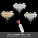 FRIXCHUR 19.7" Modern Crystal Chandeliers Crystal Ceiling Light LED Remote Control Chandelier Light Fixture for Bedrooms Living Room Dining Room Lights (Dimmable)