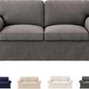 Love Seat Slip Cover for IKEA Ektorp 2-Seat Sofa, Ektorp Sofa Cover 2 Seat, Polyester Slipcover Set with 1 Frame Cover + 2 Seat Cushion Covers + 2 Back Cushion Covers, Machine Washable, Light Gray