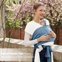 MISSWISDOM Baby Wraps Carrier - Soft Breathable Baby Carrier Newborn 7-35lbs, Adjustable Hands-Free Baby Sling for Newborns to Toddlers, Easy to Wear Newborn Carrier, White+Blue