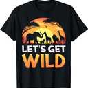 Let's Get Wild Zoo Animals Sunset Wildlife Matching Safari T-Shirt, Men, Black, Small